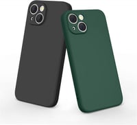 iPhone 14 Szilikon Tok Mikroszálas Béléssel, 2db-os Szett Fekete-Zöld 1