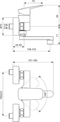 Ideal Standard Ceraplan BD241AA Fali Mosdó Csaptelep - Króm, Víztakarékos Rendszerrel, Sárgaréz, Egykaros Kivitel, Felületre Szerelhető 7