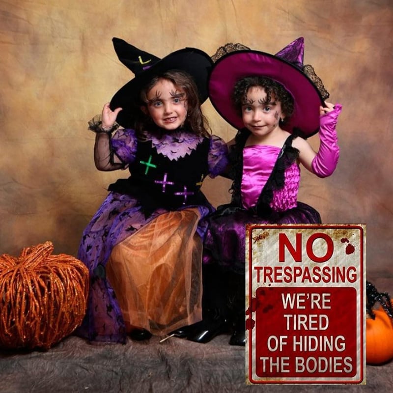 Halloween Retro Fém Tiltó Tábla "Belépni Tilos!" Dekoráció