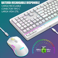 RedThunder K20 Vezeték Nélküli Billentyűzet és Egér Szett - Tölthető, RGB Háttérvilágítás, Multimédia Funkciógombok, 4800 DPI Egér, PC/Mac K 3