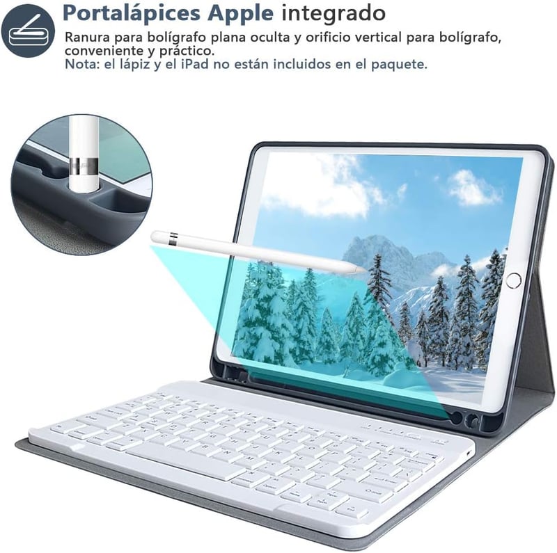 iPad 10.2 Bluetooth billentyűzetes tok - KBCASE spanyol kiosztású, levehető, 9./8./7. generációhoz