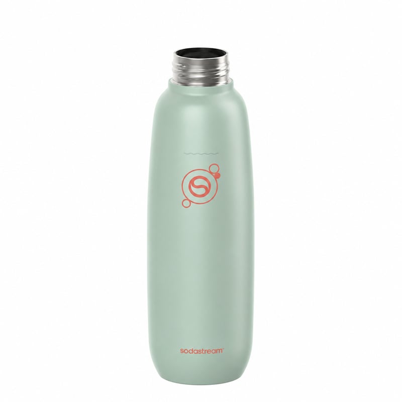 Sticlă pentru sifon din oțel inoxidabil SodaStream Fizz & Go 0,9 l, verde mentă — defectă, pentru piese: Lipsește capacul (stare: vezi a 2-a poză)