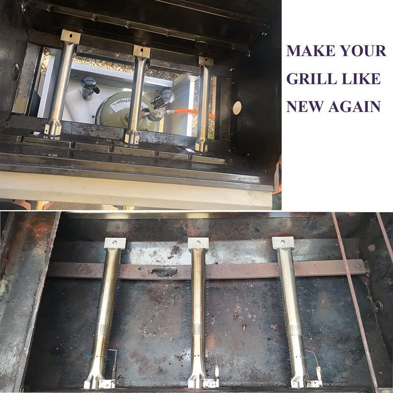GFTIME Univerzális Gázgrill Égőcső Készlet - Állítható Rozsdamentes Acél Pótalkatrész Tepro, Campingaz, Charbroil Grillekhez - 3 db