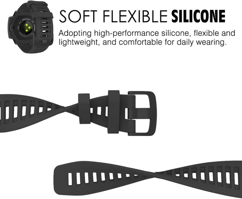 MoKo Szilikon Óraszíj Garmin Instinct/Instinct Solar/Tactical/Instinct 2 GPS Okosórához - Állítható Sportpánt Csuklóra (125-200mm), Fekete