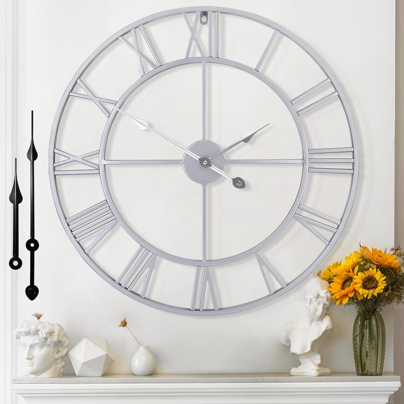 Mee 2ou Nagy Falióra 60 cm - Modern Római Számlapos Csendes Óraszerkezet - Vintage Stílusú Fém Falióra Nappaliba, Hálószobába, Konyhába