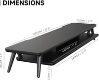 Fenge Dupla Monitortartó Állvány Telefon/Tablet Tartóval, 2 Szintes Nagy Multifunkciós Számítógép Laptop Képernyőemelő, 108x23,5x14,5 cm, Fe 5