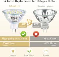 DiCUNO GU5.3 LED Izzó, Dimmelhető MR16 Spotlámpak, 5W (50W Halogén Helyett), 6000K Hideg Fehér, 500LM, 120° Szórási Szög, Energiatakarékos,  3