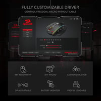 Redragon M686 Vampire Elite vezeték nélküli gamer egér, 16000 DPI, 45 órás üzemidő, programozható makrók, RGB háttérvilágítás, PC/laptop kom 13