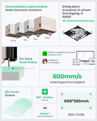 xTool S1 20W Lézergravírozó Alap Készlet - Zárt Biztonsági Lézervágó, Pontos Pozicionálás, Automata Fókusz, 600mm/s Sebesség, Fémhez, Fához 4