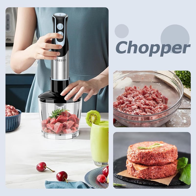 FRESKO 1000W-os Kézi Mixer 12 Sebességgel, 4 az 1-ben Funkció (Újracsomagolt)