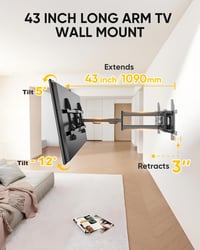 FORGING MOUNT Dönthető-Forgatható TV Fali Tartó 37-80" Képernyőkhöz, 109 cm Hosszú Csuklós Karral, 50 kg Teherbírás, VESA 600x400mm 3