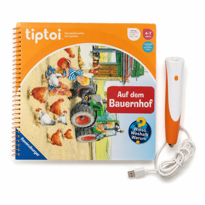 Ravensburger tiptoi Starter-Set kezdőcsomag - használt - interaktív toll és Auf dem Bauernhof könyv - 4-7 éves gyerekeknek