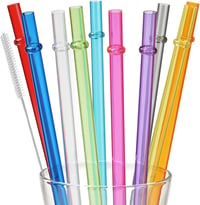 Újrahasználható műanyag szívószál készlet 24 db, 26,7 cm, tisztítókefékkel 1