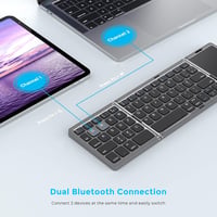 seenda Összehajtható Bluetooth Billentyűzet Érintőpaddal - Kompakt Utazó Billentyűzet iOS/Android/Windows Eszközökhöz, Fekete-Szürke 2