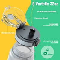 Sahara Sailor 1L BPA-mentes sportkulacs, szivárgásmentes, kerékpározáshoz, kempingezéshez 4