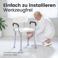 HEAO Állítható Magasságú Zuhanyszék Háttámlával és Karfával - Időseknek, 41-53 cm, 136 kg Teherbírással, Puha Párnázattal 6