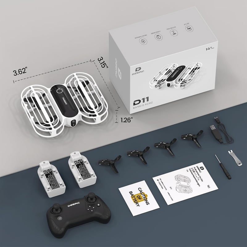DEERC D11 Mini Drón Gyerekeknek - LED Quadkopter 3D Flip Funkcióval, Magasságtartással, 3 Sebességgel, 24 Perces Repülési Idővel, Fiúknak és
