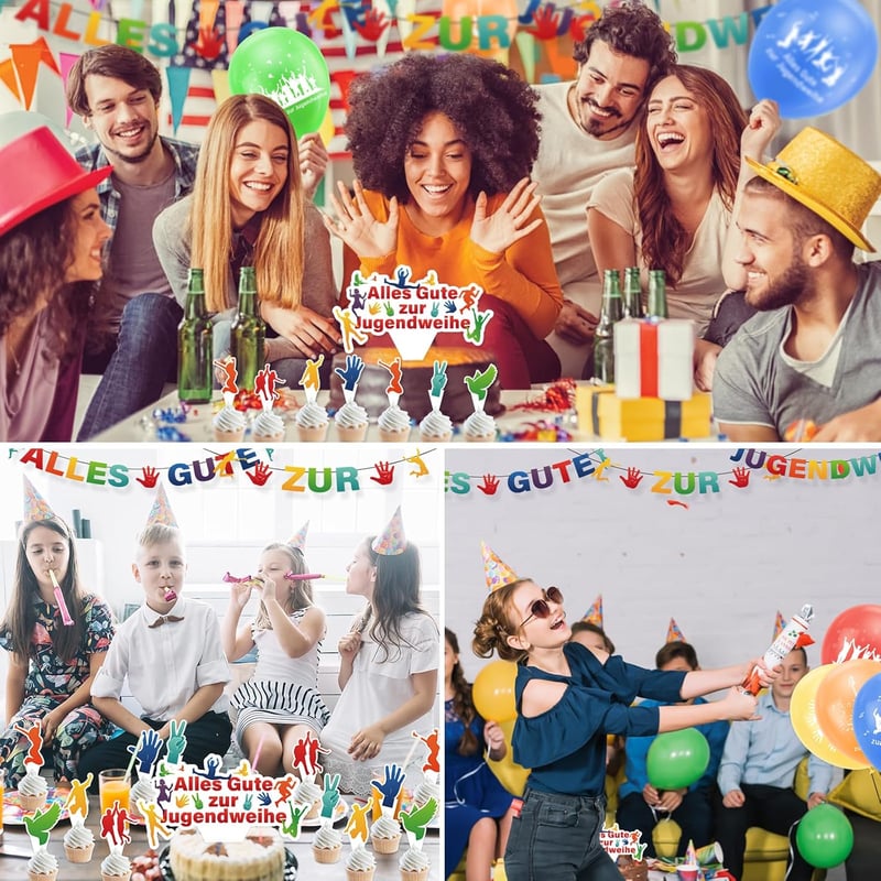 Set de decorare ENAIAH pentru majorat, 63 de piese - Banner, Baloane, Topper pentru tort - Pentru sărbătorirea trecerii la maturitate a băieților și fetelor