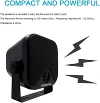Herdio 100W Vízálló Mini Hangszóró 10,2 cm - Fekete Sztereó Hangrendszer ATV, UTV, Motor, Traktor és Hajó Használatra, Fali Rögzítéssel 6