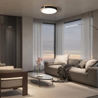 WOKNOS Fekete Mennyezeti Lámpa 40 cm, 36W LED Világítás Fa Díszítéssel, 4000K Természetes Fény, Nappali, Hálószoba, Konyha, Előszoba 2