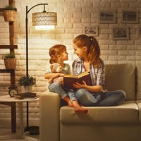 Rayofly Állólámpa Távirányítóval - Rattan Nappali Lámpa Tompítható Fénnyel, Alkalmazásvezérléssel, Bohém Stílusú Lenvászon és Rattan Lámpaer 10