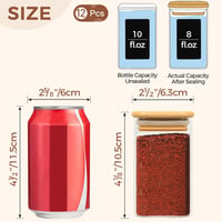 ComSaf Légmentes Bambusz Tetős Fűszertartó Szett 12db - 250ml Négyzetes Üvegek Címkékkel 2