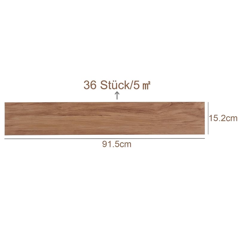 INMOZATA Öntapadós PVC Padlóburkolat 36db - Vízálló Vinyl Padlómatrica Természetes Famintával Konyhába, Fürdőbe - 91,5×15,2cm, 5m² Lefedés
