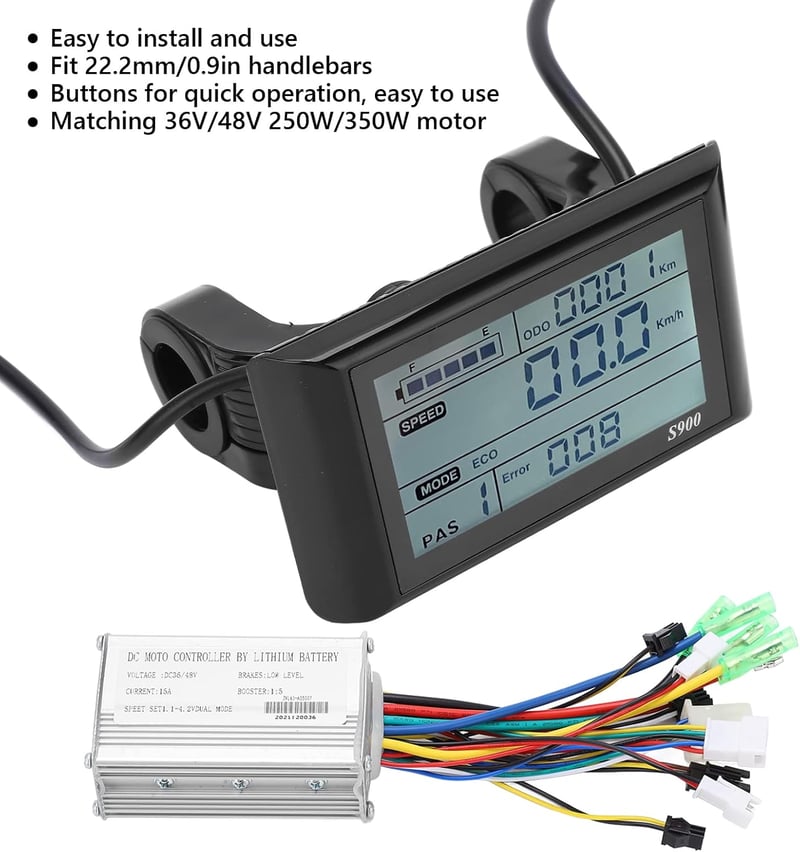 Fyearfly E-kerékpár vezérlő szett - 36V/48V LCD kijelzővel, 22,2 mm kormányra