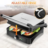 Aigostar 1500 W elektromos kontakt grill panini és szendvics sütő, ezüst színű asztali grillserpenyő 8