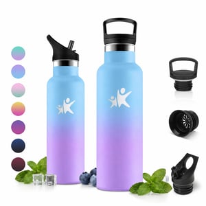 Sticlă de apă din oțel inoxidabil JAPORIA 500 ml, cu pereți dubli, izolație termică, fără BPA — Lipsește capacul cu pai (stare: vezi a 2-a fotografie)