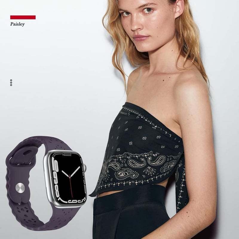Apple Watch szilikon szíj 38/40mm, légáteresztő csipkés minta, 3db (lila-fekete-fehér)