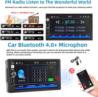 Podofo 2DIN Autórádió 7" Érintőképernyővel - CarPlay és Android Kompatibilis, Bluetooth, Tolatókamera, Kormányvezérlés, FM, USB, Színes Vilá 4
