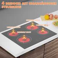 Karinear 60 cm-es üvegkerámia főzőlap 4 égővel, 6000 W, gyermekzár és időzítő 3