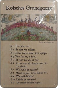 Retro dombornyomott német nyelvű "Kölsche Grundgesetz" ólomtábla 1