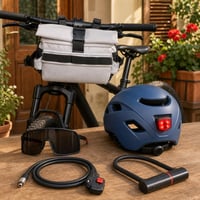 Mestský cyklo balík: 1× okuliare + 1× LED prilba + 1× pumpa + 1× taška + 1× zámok 1