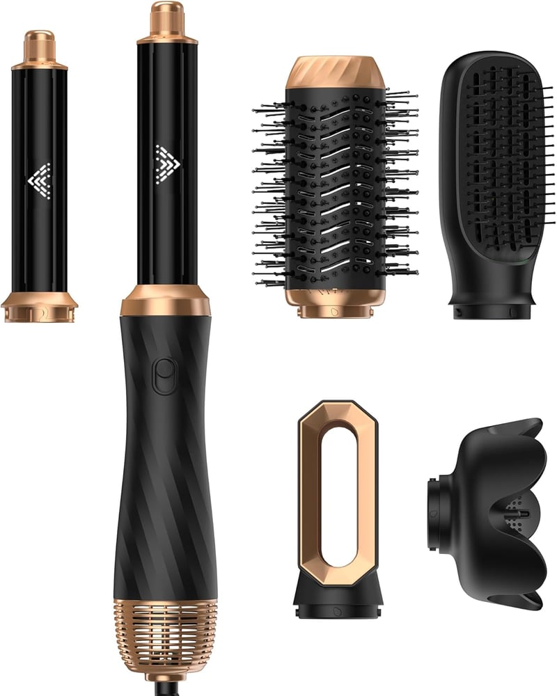 Airstyler 6 az 1-ben Hajformázó Készlet - Körkefés Hajszárító, Meleglevegős Kefe, Diffúzor, Göndörítő - Egyenesítéshez, Szárításhoz, Dúsítás