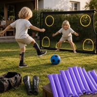 Nogometni set za trening: štitnici + pjenasta lopta 20 cm + 20 navijačkih štapova + mreža za preciznost 1