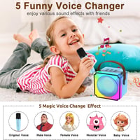Joycome Gyermek Karaoke Gép 2 Mikrofonnal - Bluetooth Hordozható Rendszer Hangeffektekkel, LED Fényekkel, 3-18 Éves Fiúknak, Lányoknak, Kék 3
