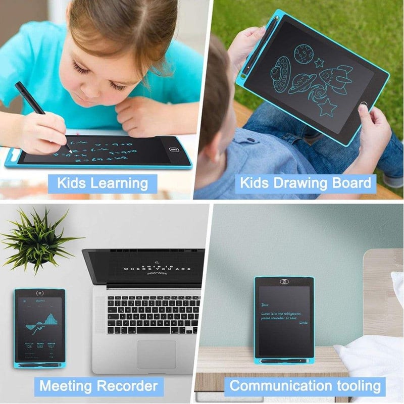 Tăbliță de desen LCD albastră 8,5" pentru copii - Cu ștergere parțială