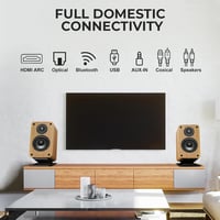 LONPOO LP-42X Bluetooth Polchangszóró HDMI ARC-val, 100W RMS, 4" Szénszálas Mélynyomó, Optikai/Koaxiális/USB/AUX Bemenet, Fejhallgató Kimene 4
