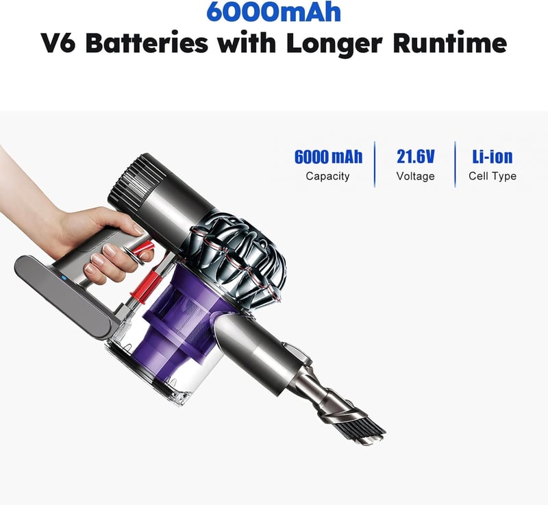 Dyson V8 porszívó 6000mAh-s kompatibilis akkumulátor - Absolute, Animal, Fluffy modellekhez
