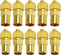 KUOQIY 10 db Aranyozott TV Koaxiális Csatlakozó Készlet - 5 Aljzat és 5 Dugó Adapter RF Antenna Kábelekhez 1