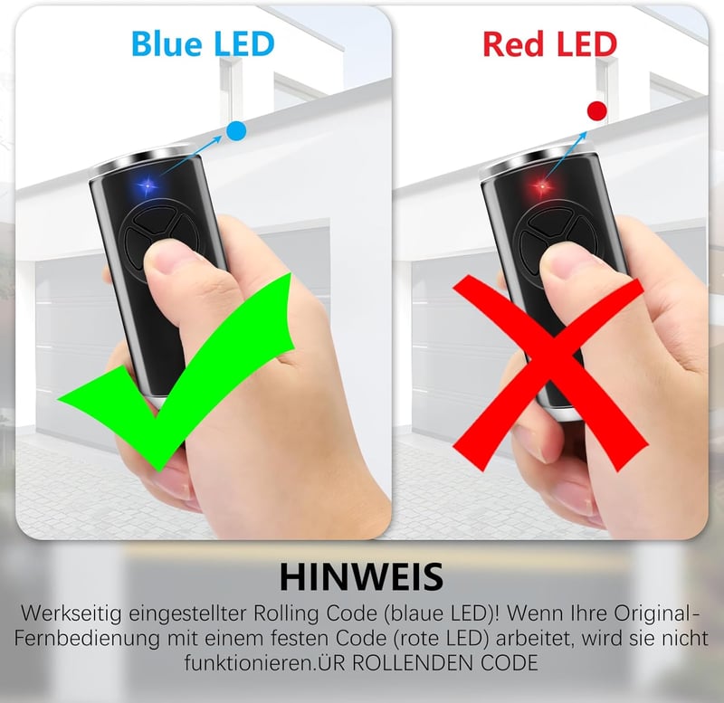 Effdrdfs 868.3 MHz Garázskapu Távirányító - 4 Csatornás Univerzális Nyitó Kék LED-del - HSE2, HSE4, HS4, HS1, HSP4 Modellekkel Kompatibilis
