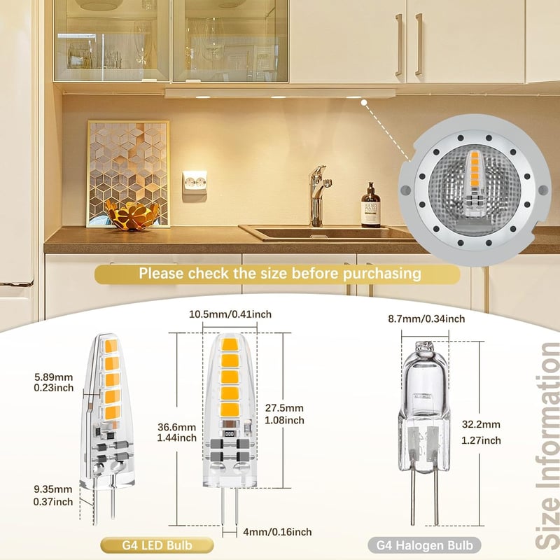 DiCUNO G4 LED Dimmable Izzó, 2W/20W, Meleg Fehér 2700K, 185lm, 360° Fényszög, 12V AC/DC, Energiatakarékos, Hosszú Élettartamú, 10db Csomag