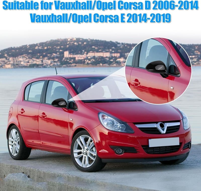 Opel Corsa D/E fényes fekete tükörborítás 2006-2019 modellekhez