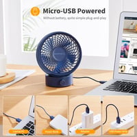 SmartDevil Asztali USB Ventilátor - Hordozható Mini Ventilátor Fokozatmentes Sebességszabályzóval, 20° Állítható, Csendes Működés, Irodába,  6