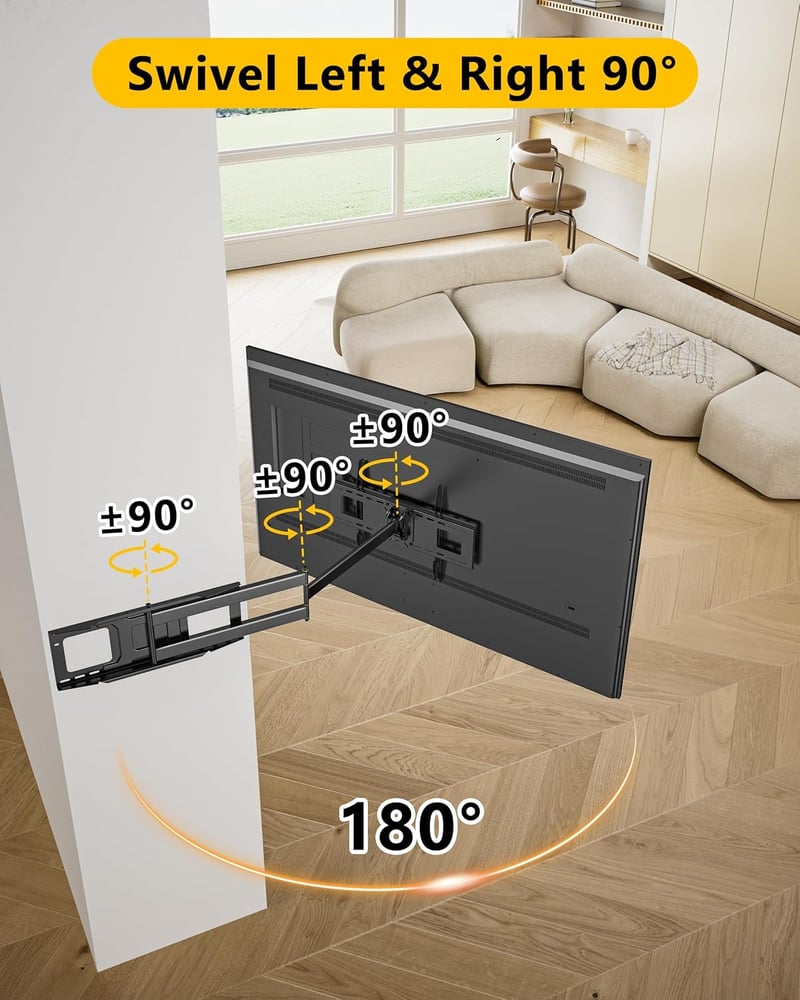 WHYFONE TV Fali Tartó 37-86" Képernyőkhöz - 120 cm Extra Hosszú Forgó Kar, 180° Elforgatható, 50 kg Teherbírás, VESA 600x400 mm