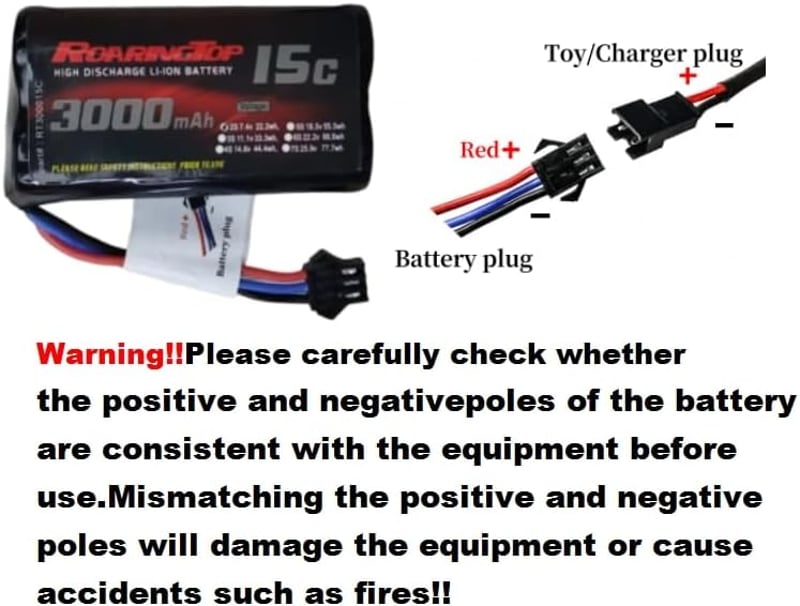 RoaringTop 7.4V 3000mAh RC autó akkumulátor - Kompatibilis DE43, DE60 modellekkel