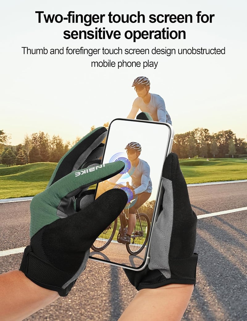 INBIKE Kerékpáros Kesztyű Férfiaknak, Kétujjas Érintőképernyős, Ütésálló, Rugalmas, Fényvisszaverő, Légáteresztő, Kék, S-es Méret