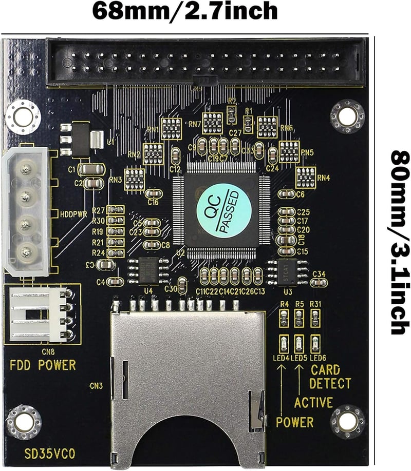 SD/SDHC/SDXC/MMC - 3.5" 40 Pin IDE Adapter Kártya, Memóriakártya-IDE Átalakító Asztali Számítógépekhez, Fekete